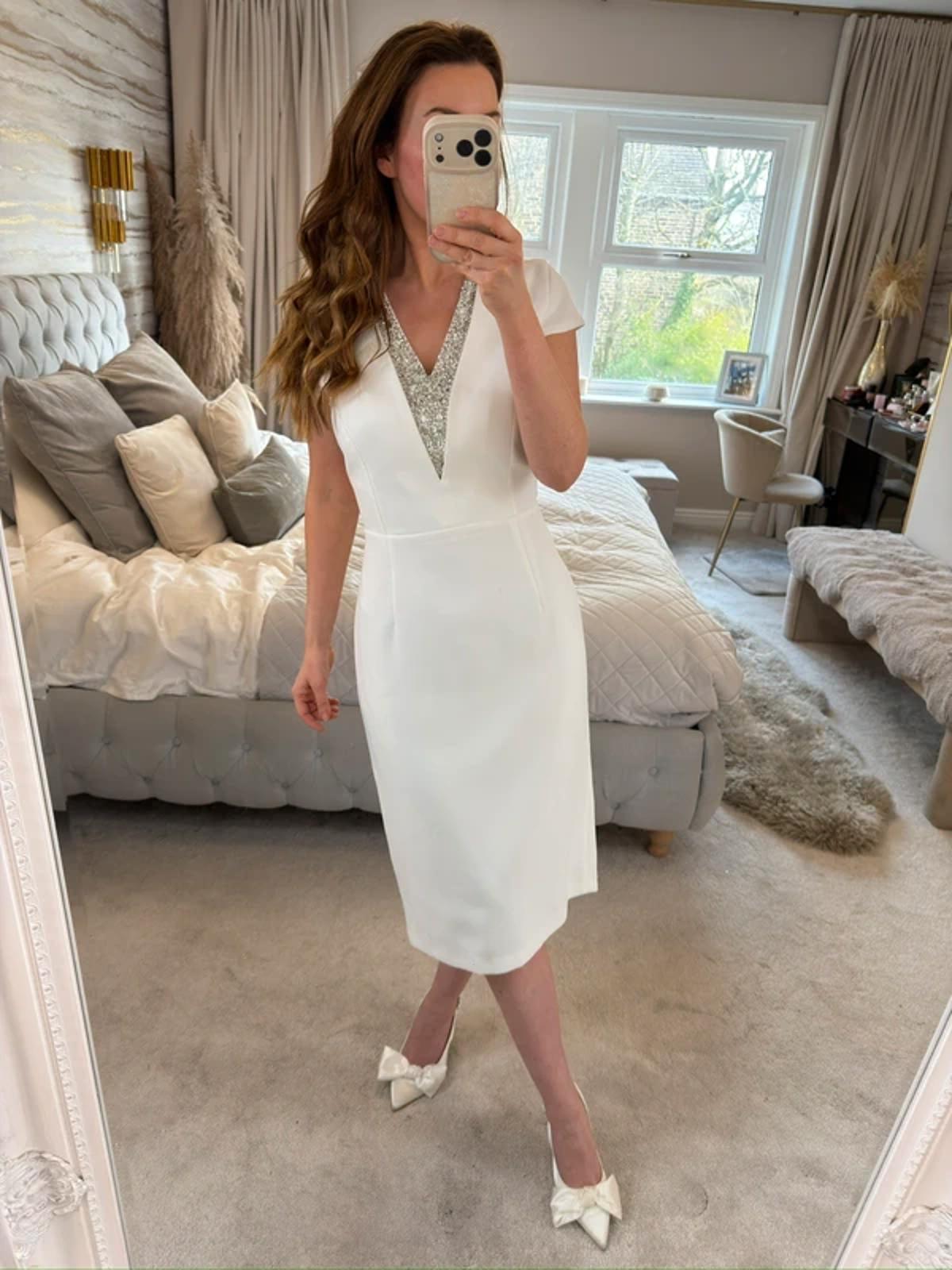 Ella Boo White Embellished Midi Dress 10