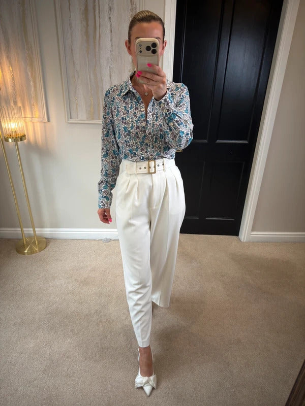 Boden Blue Floral Leaf Shirt 14