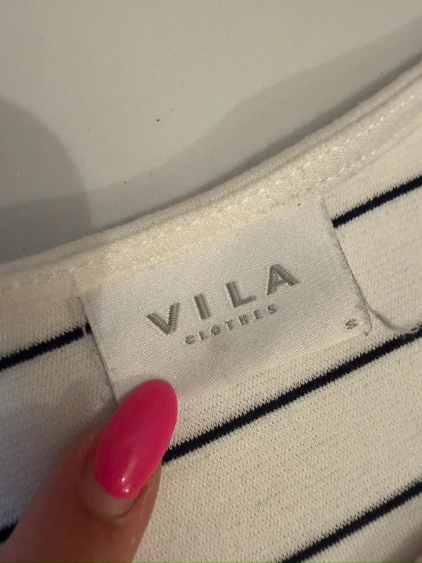 Vila White & Black Stripe Mini Dress Small