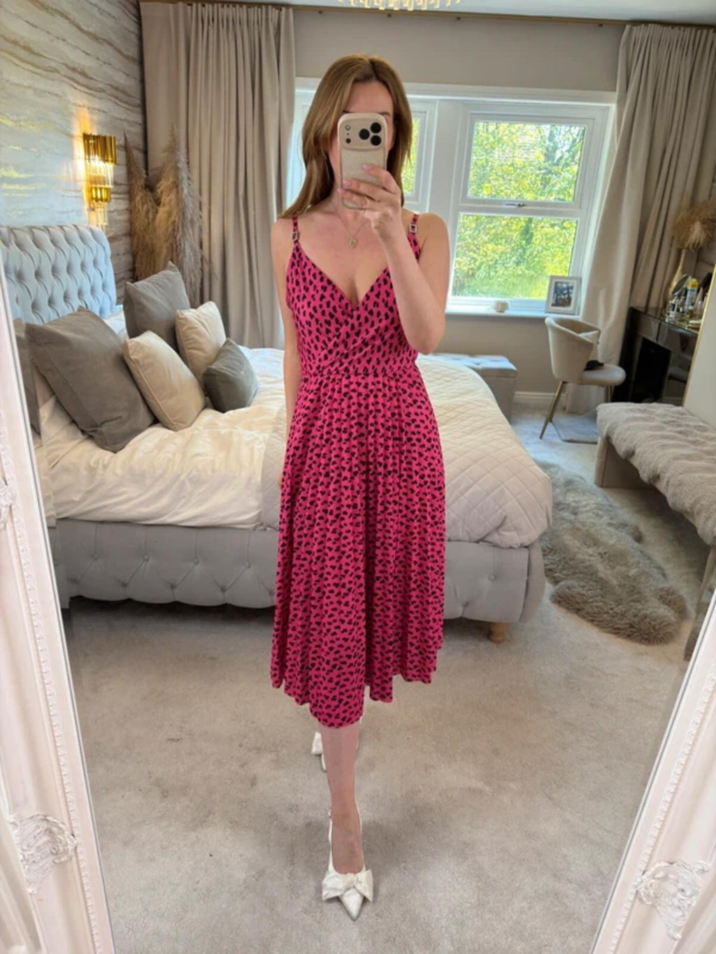 River Island Pink Pleated Diamanté Midi Dress 12