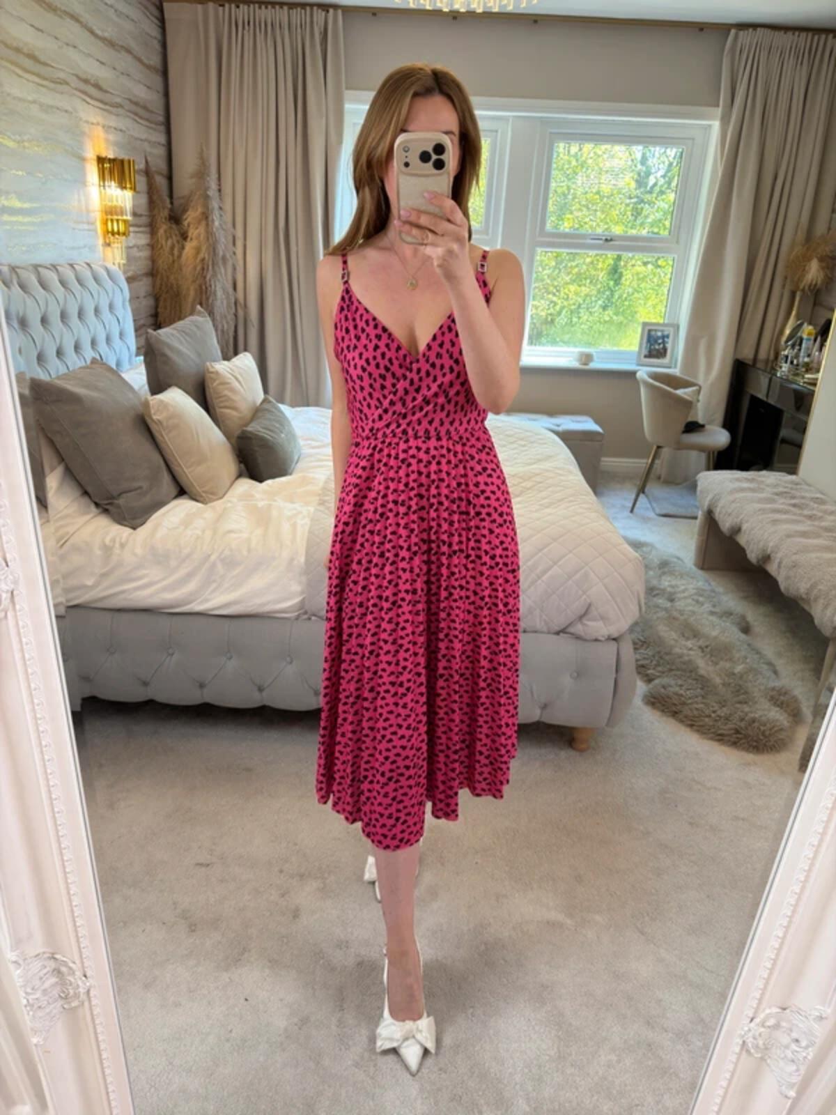 River Island Pink Pleated Diamanté Midi Dress 12