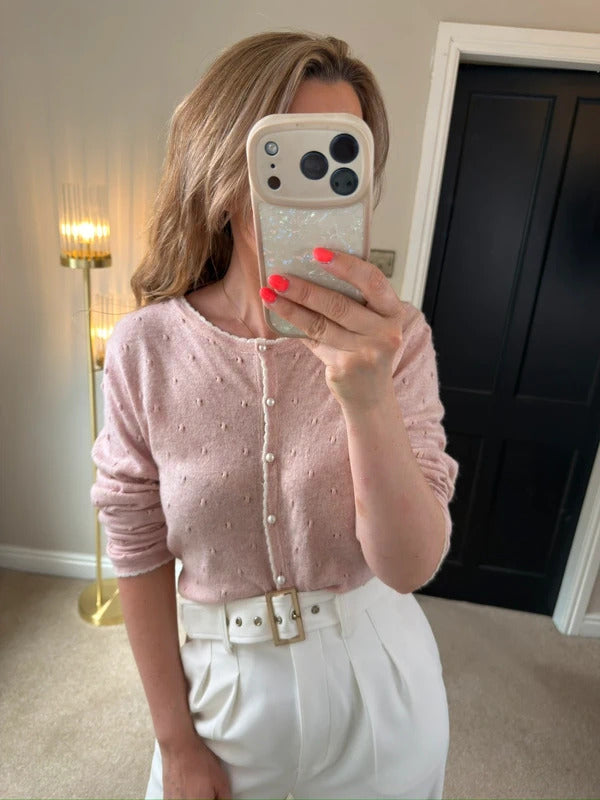 Vintage Inspired Lindy Bop Pink Pearl Button Cardigan XL