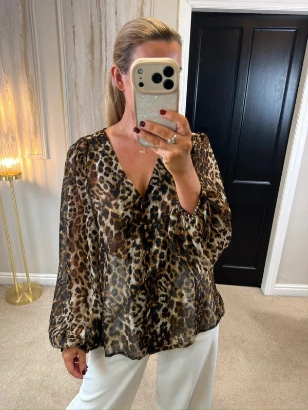 Sonder Studio Animal Print Blouse 12