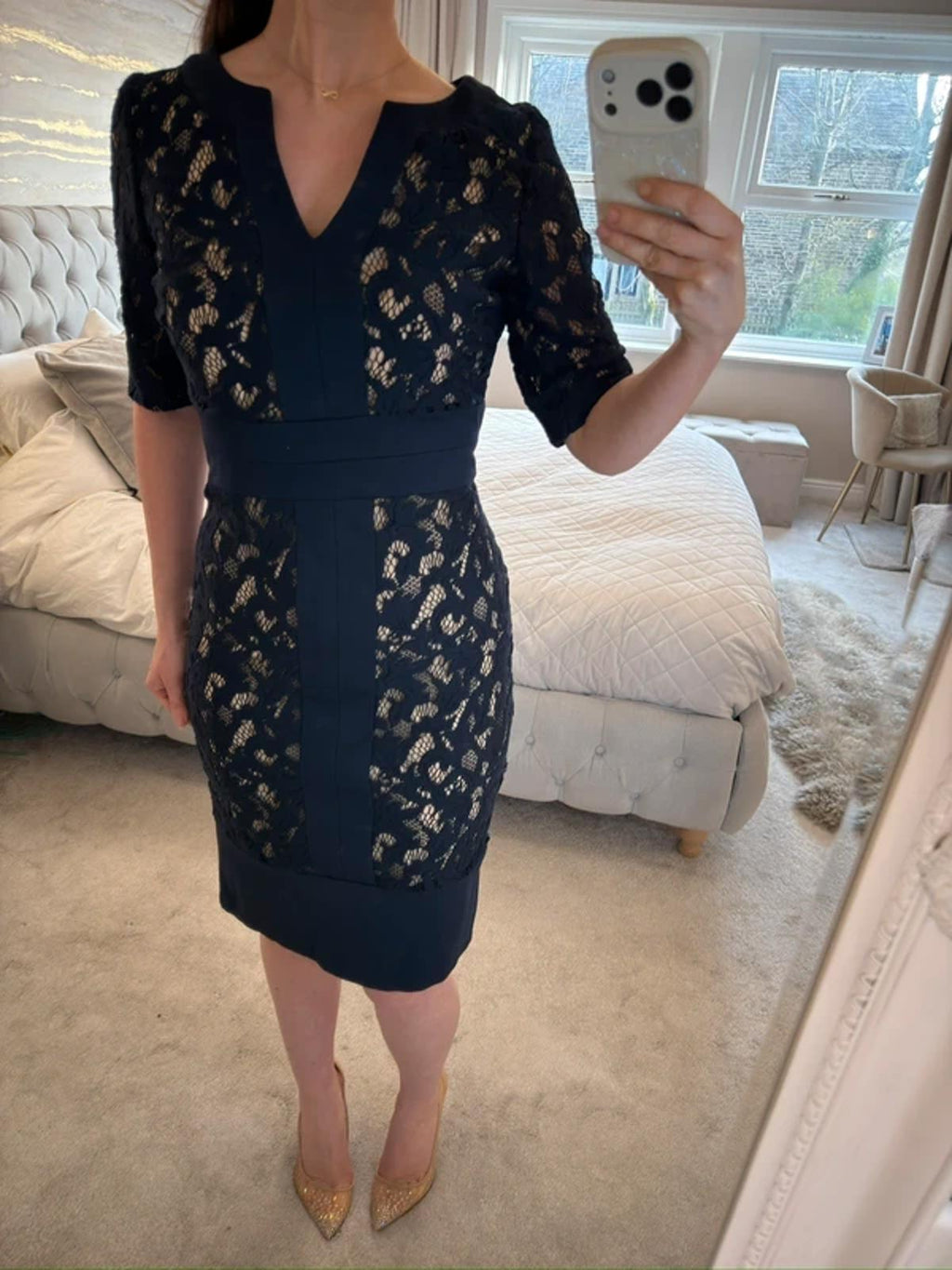 Phase Eight Navy Lace Dress 10