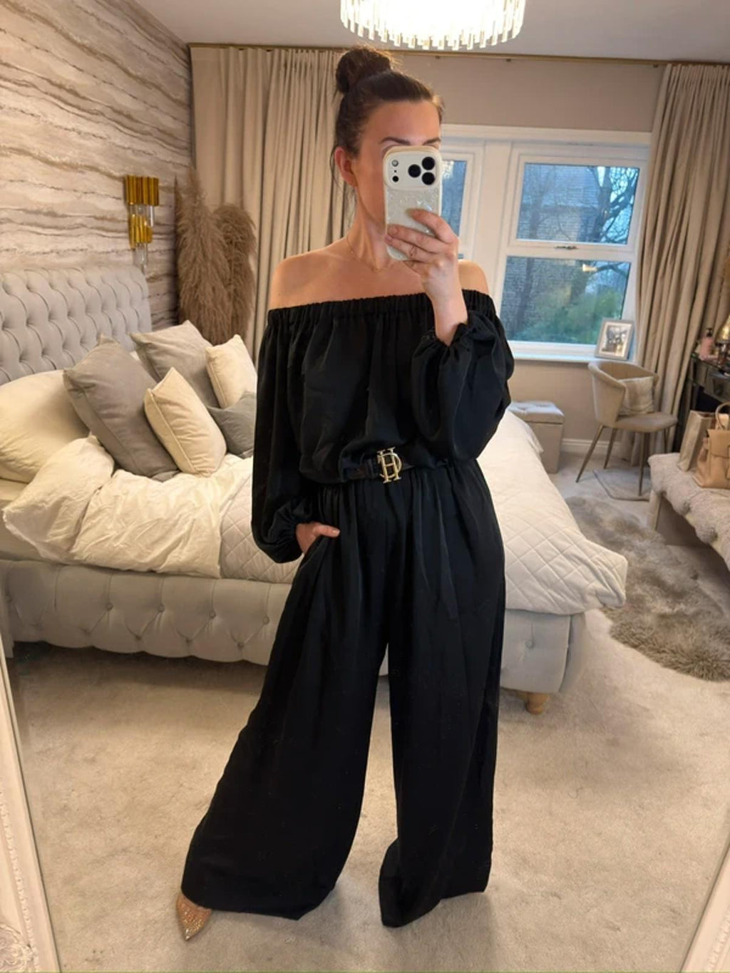 Kevan Jon Black Wide Leg Jumpsuit Small