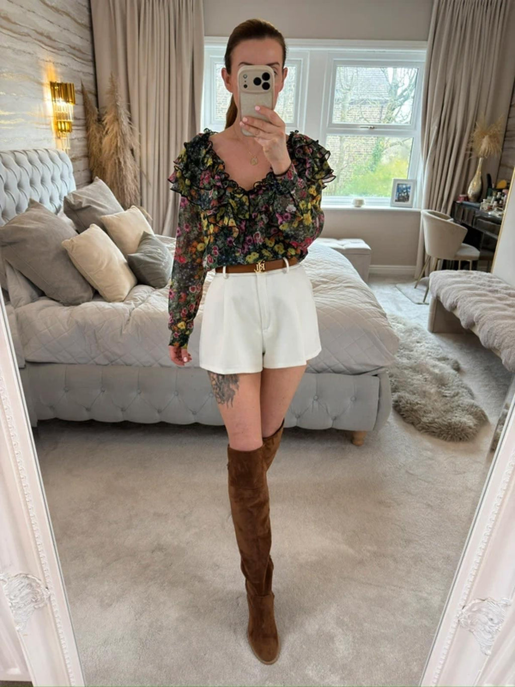 Ted Baker Multicoloured Floral Frill Blouse 10