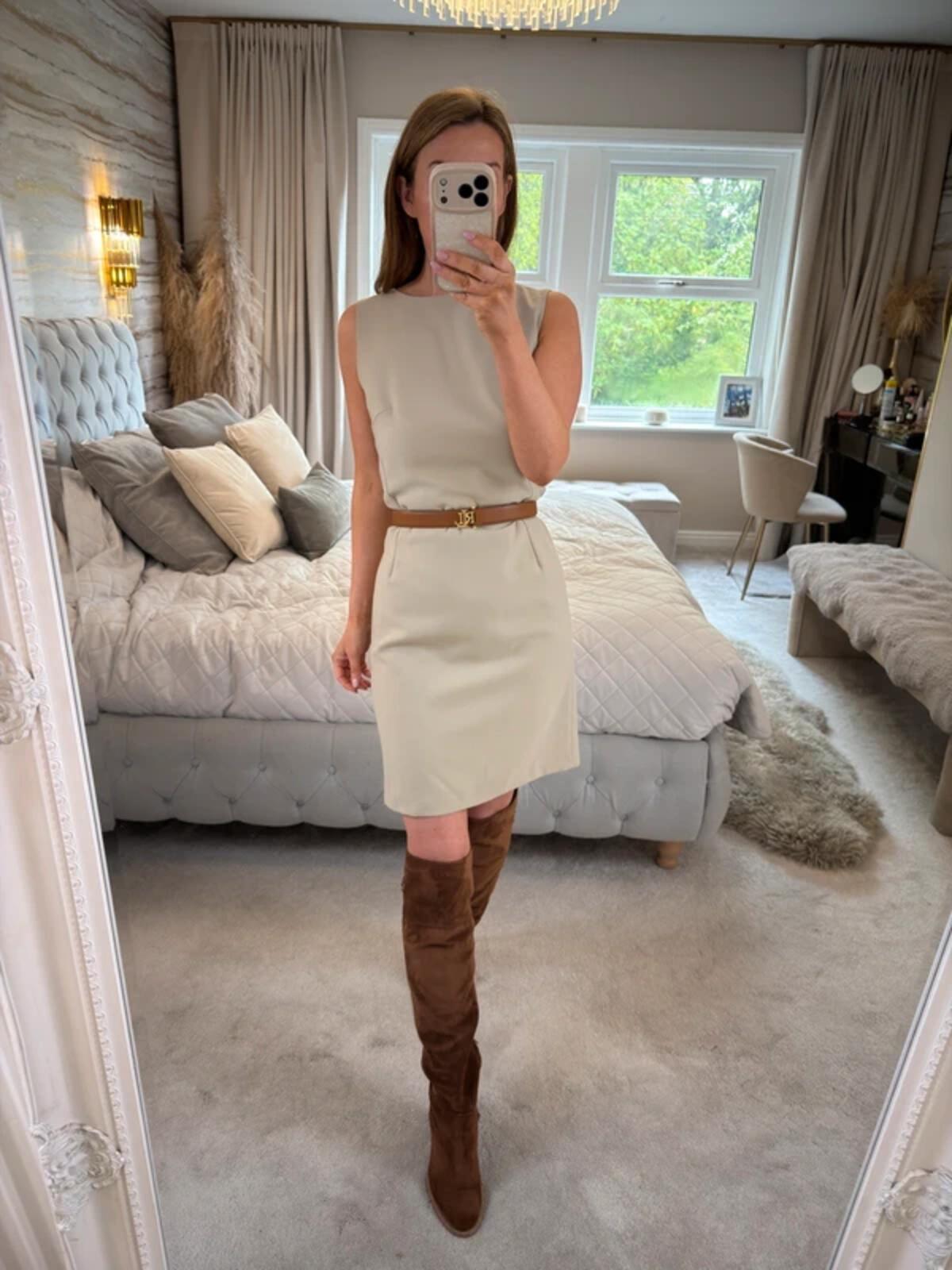 Vintage M&S Light Beige Dress 10