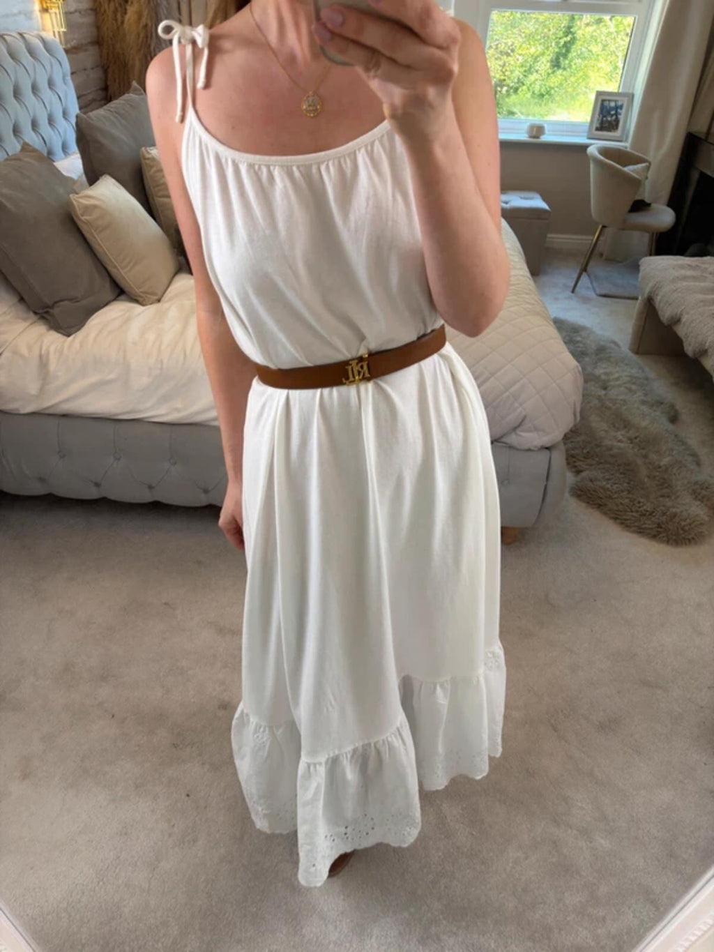 BNWT Next White 100% Cotton Broderie Anglaise Midi Dress 12