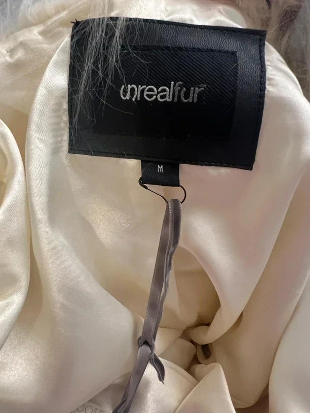 BNWT Unreal Fur Australia Cream & Black Faux Fur Coat Medium