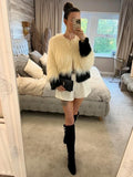 BNWT Unreal Fur Australia Cream & Black Faux Fur Coat Medium