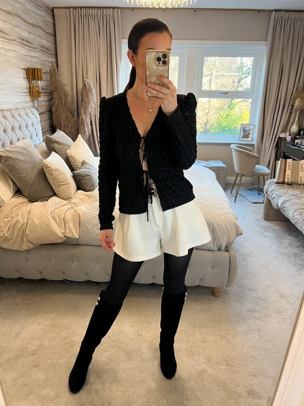 Lola May Black Tie Front Blouse 8