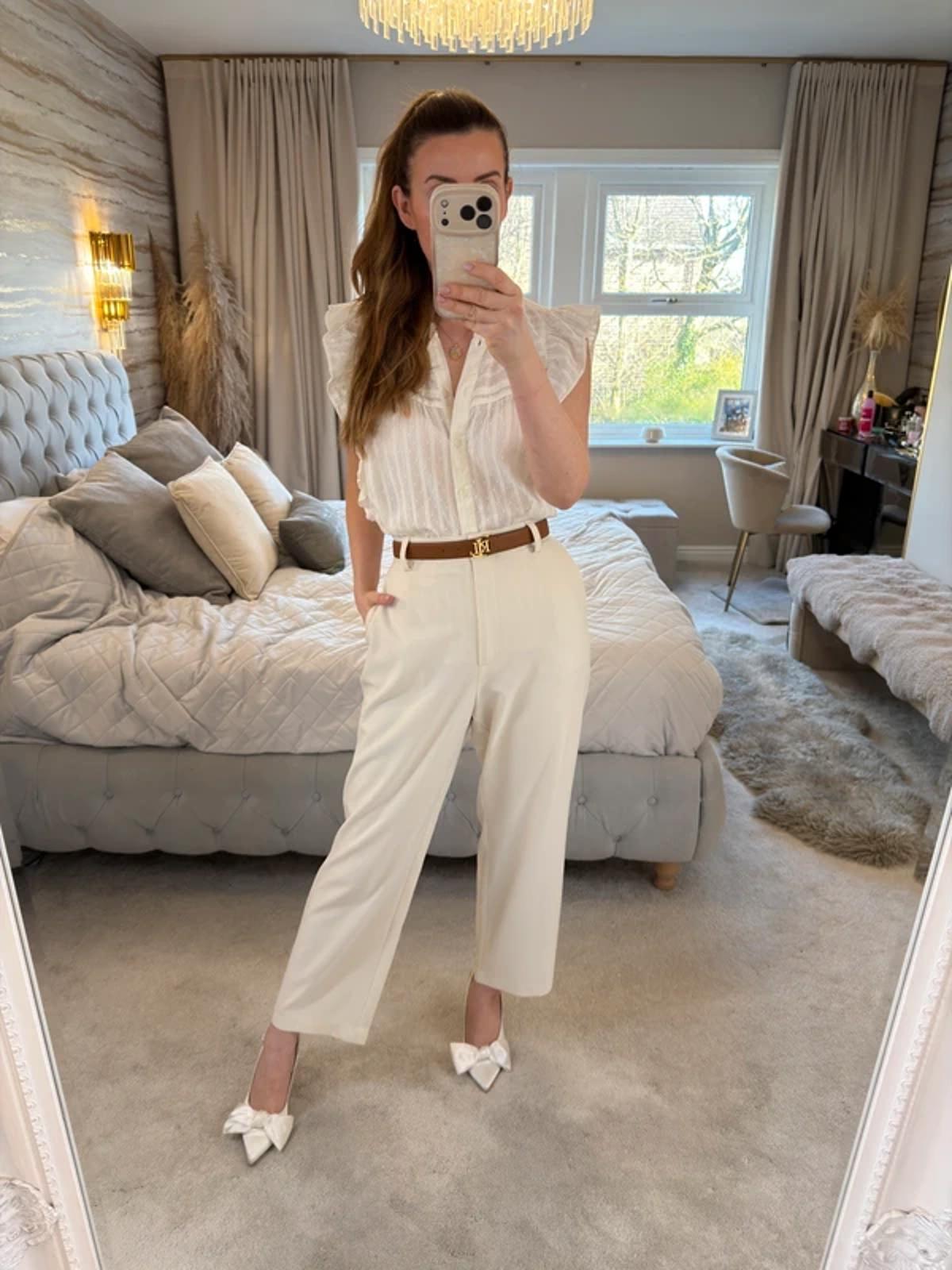 M&S Cream Boho Frill Blouse Petite 14