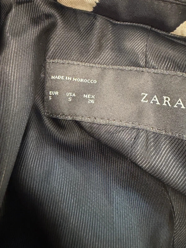 Zara Black & Cream Animal Print Blazer Small
