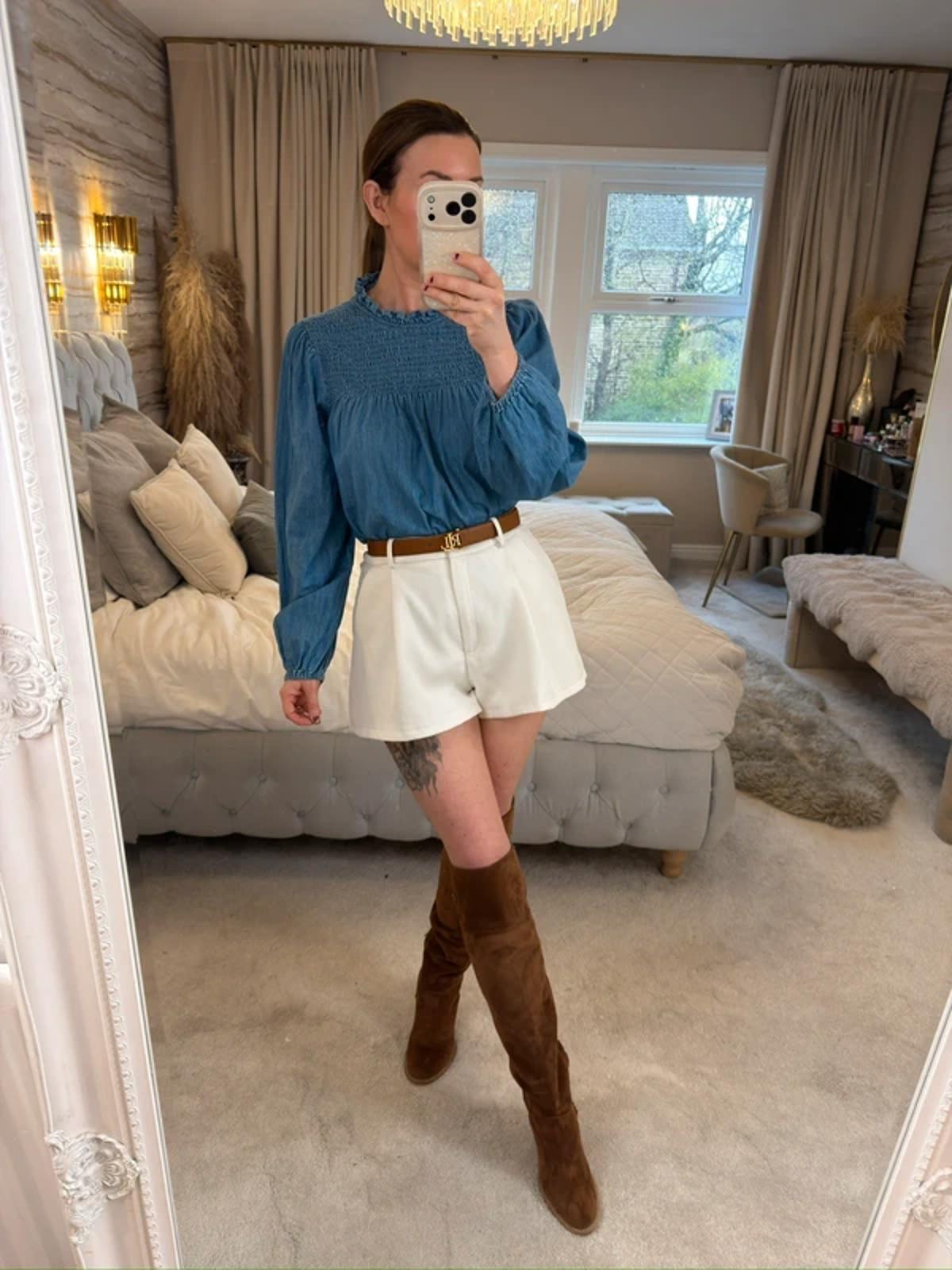 Denim Boho Frill Blouse 8
