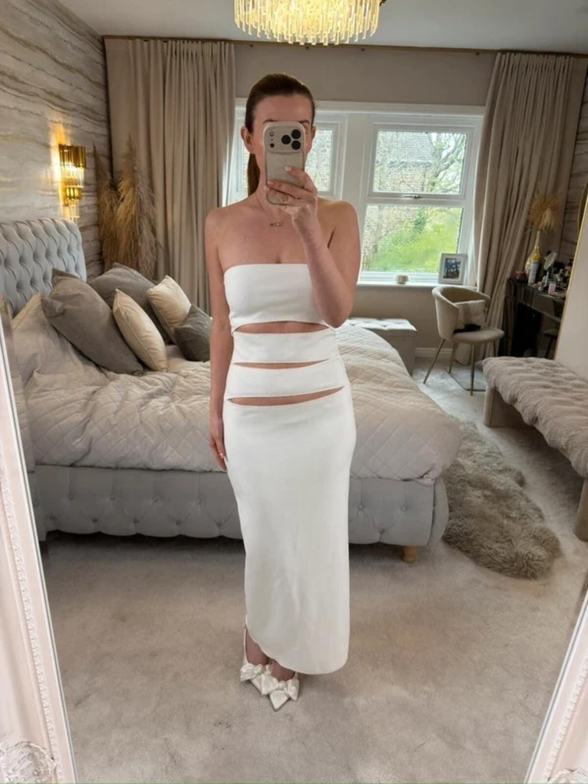 Zara White Strapless Cut Out Dress 12