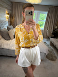 Next Mustard Yellow & White Floral Blouse 12