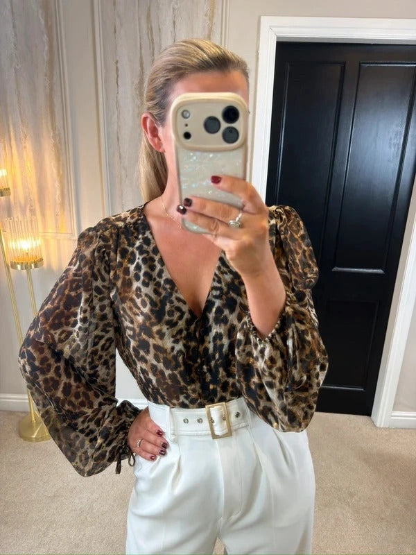 Sonder Studio Animal Print Blouse 12