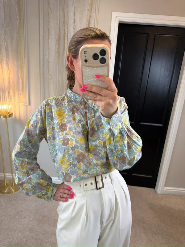 La Redoute Oversized Floral Tie Front Blouse 6