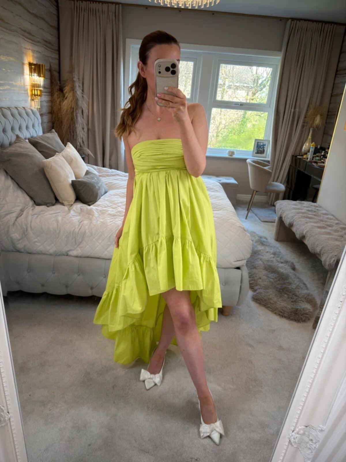 BNWT Asos Lime Green Strapless Dip Hem Dress 8