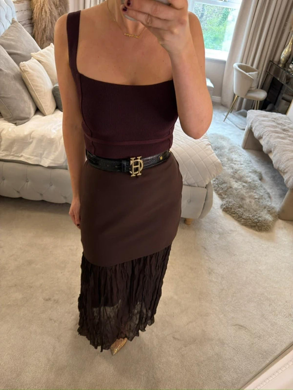 Zara Brown Knitted Top XS