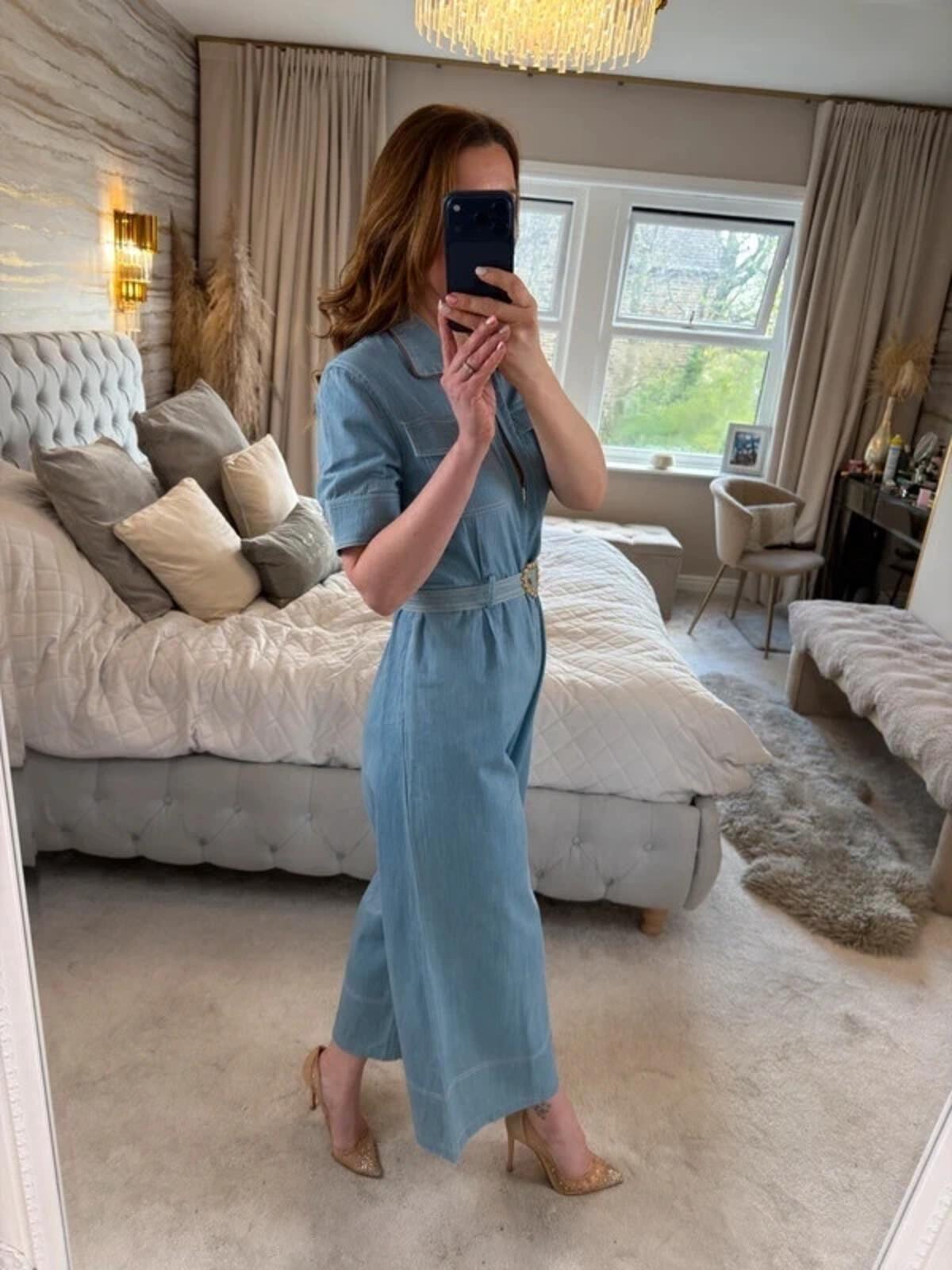 Sister Jane Light Blue Denim Jumpsuit Small