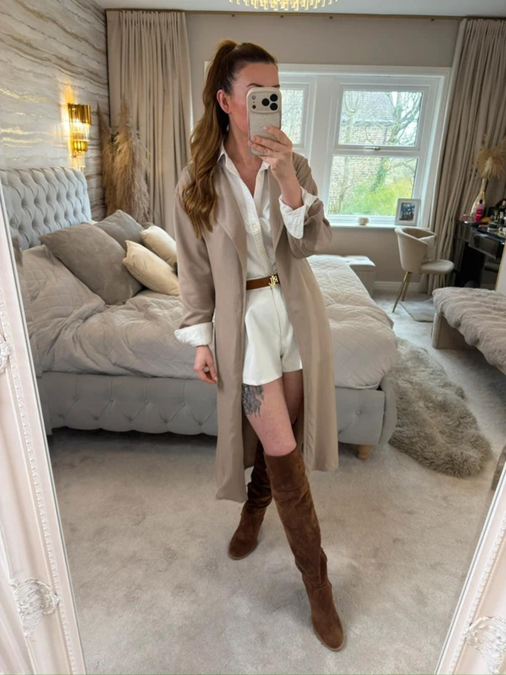 Zara Beige Belted Trench Coat XS