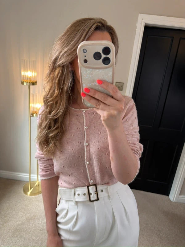 Vintage Inspired Lindy Bop Pink Pearl Button Cardigan XL