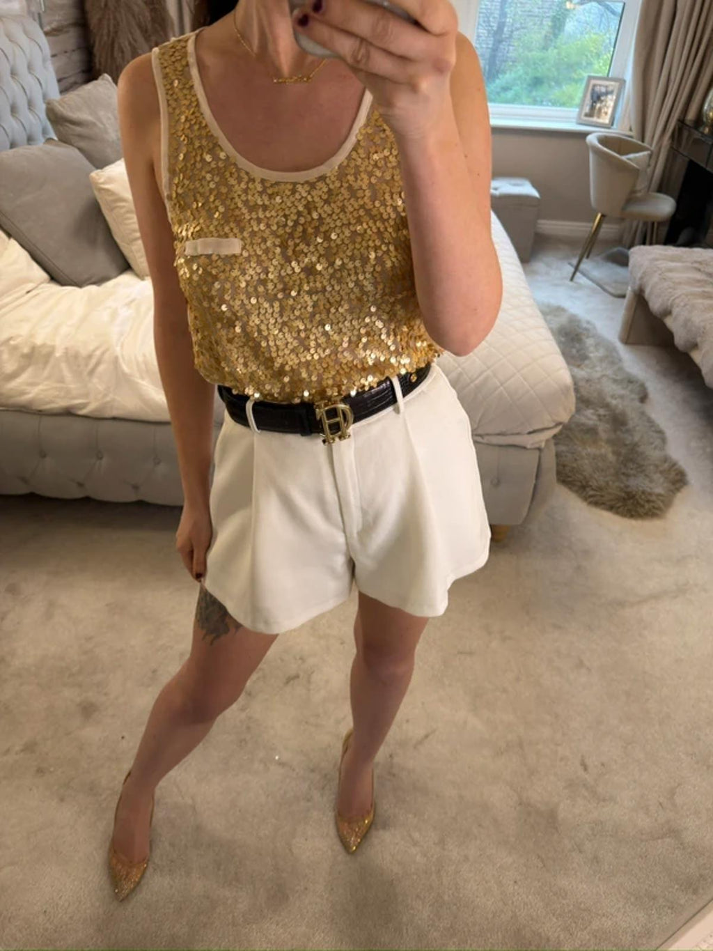 Cameo Rose Gold Sheer Blouse Small