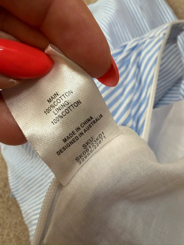 BNWT Meshki Blue & White Stripe Skirt Co Ord Medium