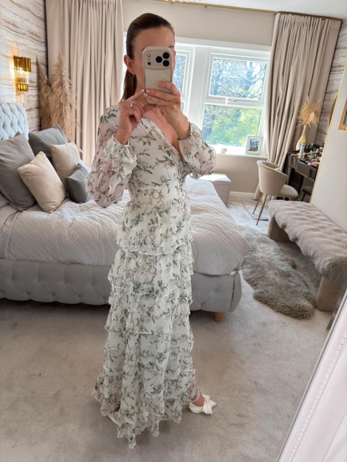 Anne Louise Boutique White Floral Tiered Maxi 8