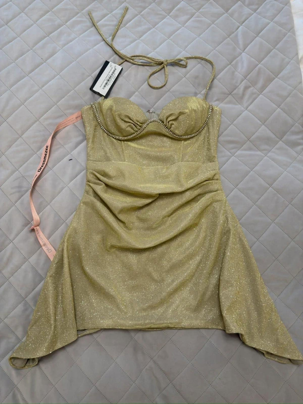 BNWT Dressmezee Gold Embellished Mini Dress