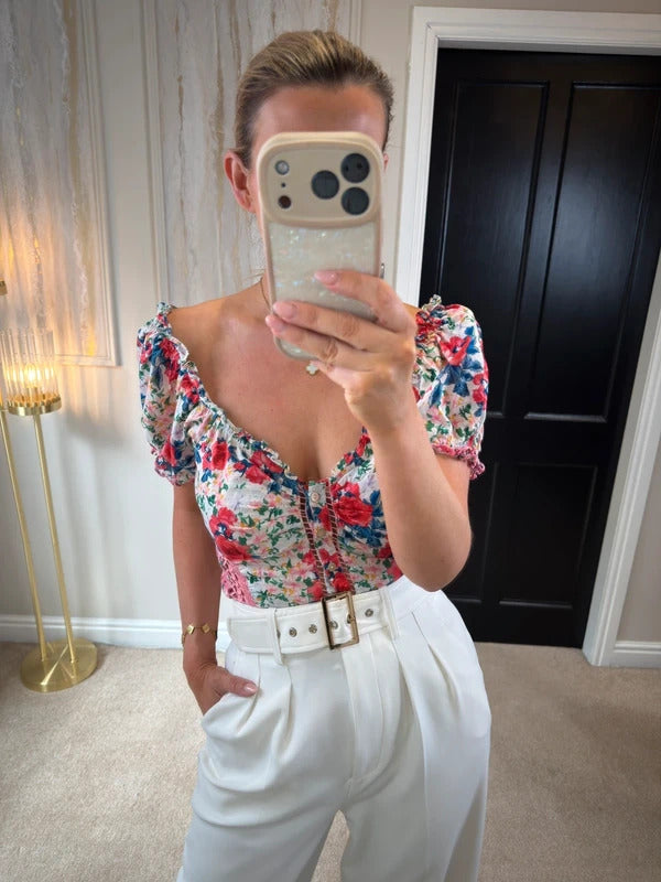 LoveShackFancy Bryant Rush of Red Silk Top 10