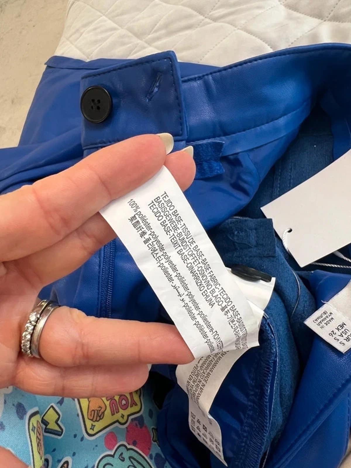 BNWT Bershka Blue Pleather Trouser Small