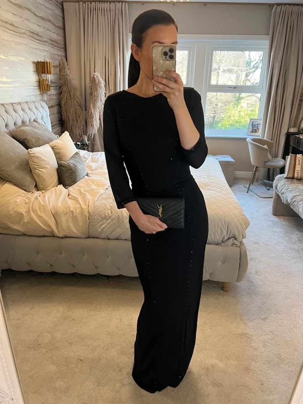 Mint Velvet Black Sparkly Sequin Gown 10