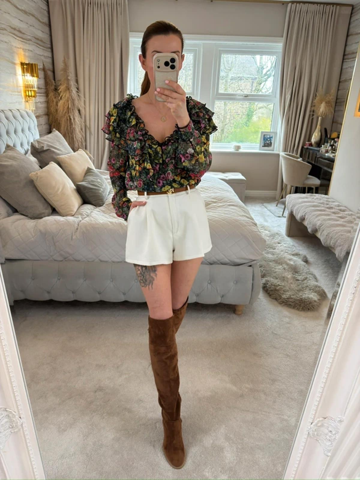 Ted Baker Multicoloured Floral Frill Blouse 10