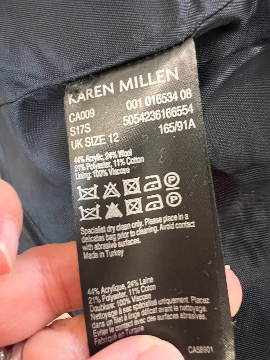 Karen Millen Navy Wool Belted Coat 12