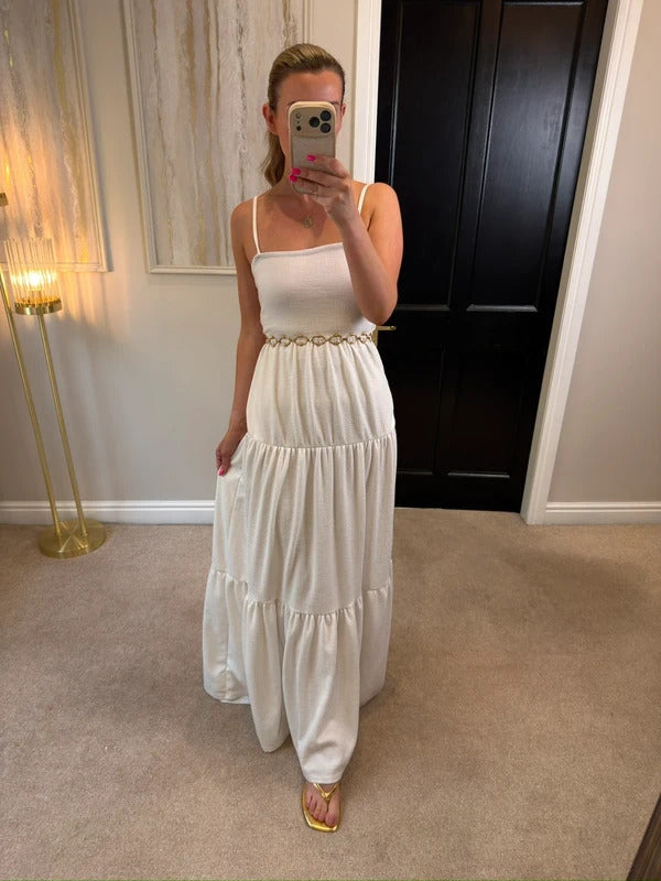 Nasty Gal White Open Back Maxi 10