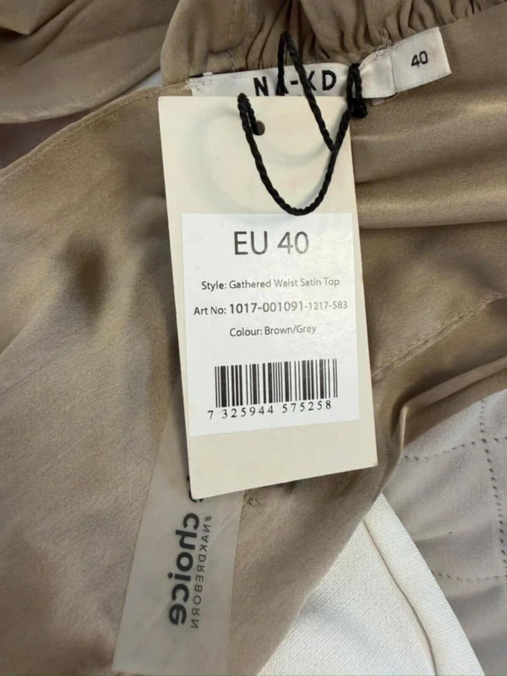 NA-KD Brown Satin Asymmetrical Blouse BNWT 12
