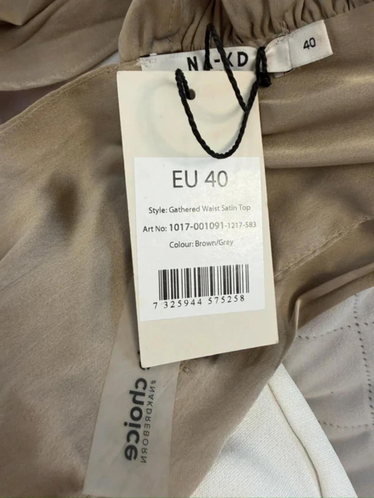 NA-KD Brown Satin Asymmetrical Blouse BNWT 12