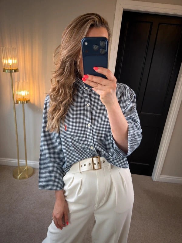 Handmade Navy & White Gingham Shirt
