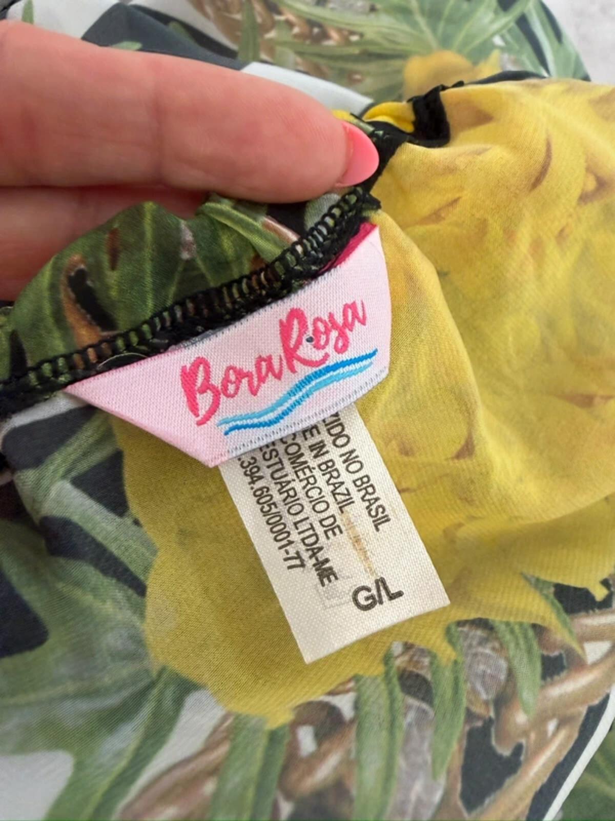 Bora Rosa Black Stripe Floral Print Sheer Cover Up / Mini Dress