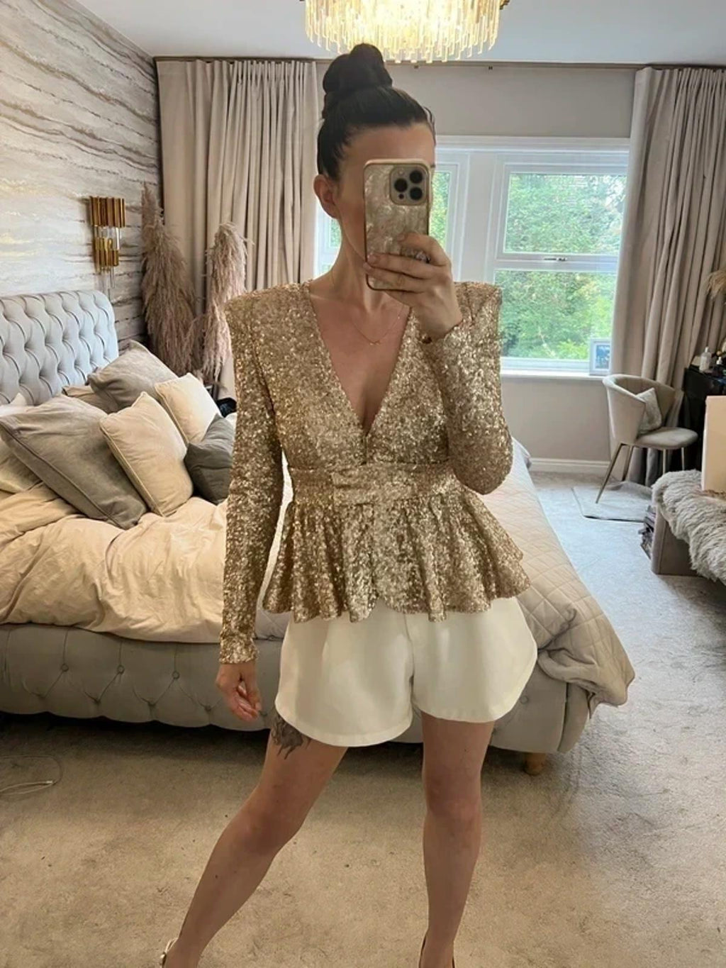 KU By Spendlove Gold Sequin Power Shoulder Jacket 6/8