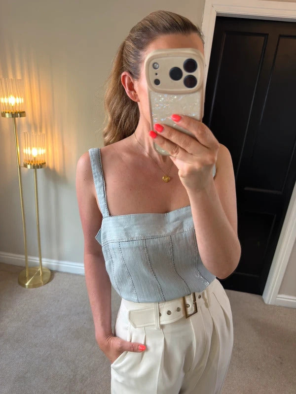 Next Blue & Silver Boho Frill Back Blouse 16