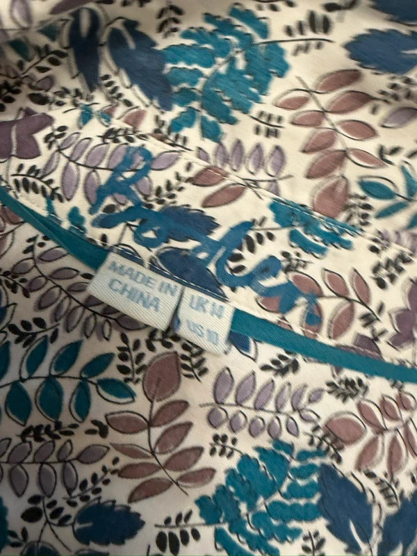 Boden Blue Floral Leaf Shirt 14