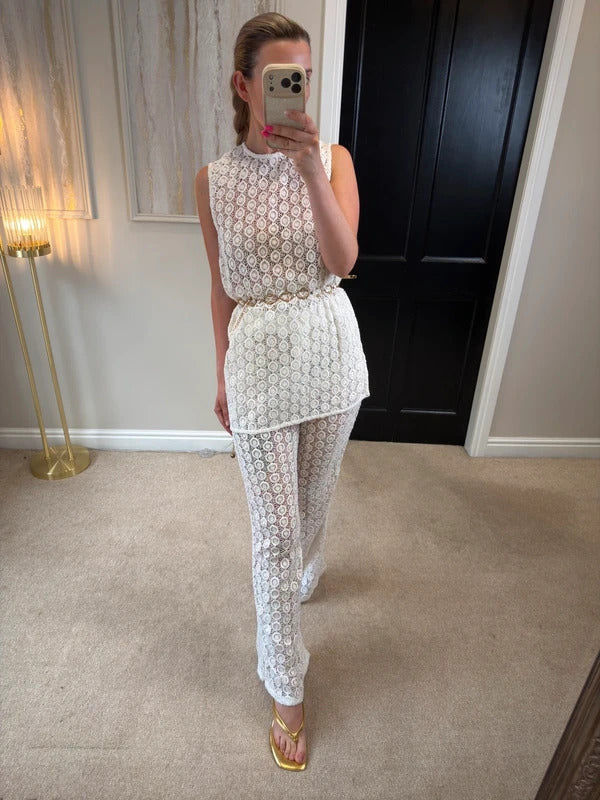 Vita Grace White Sheer Lace Co Ord One Size