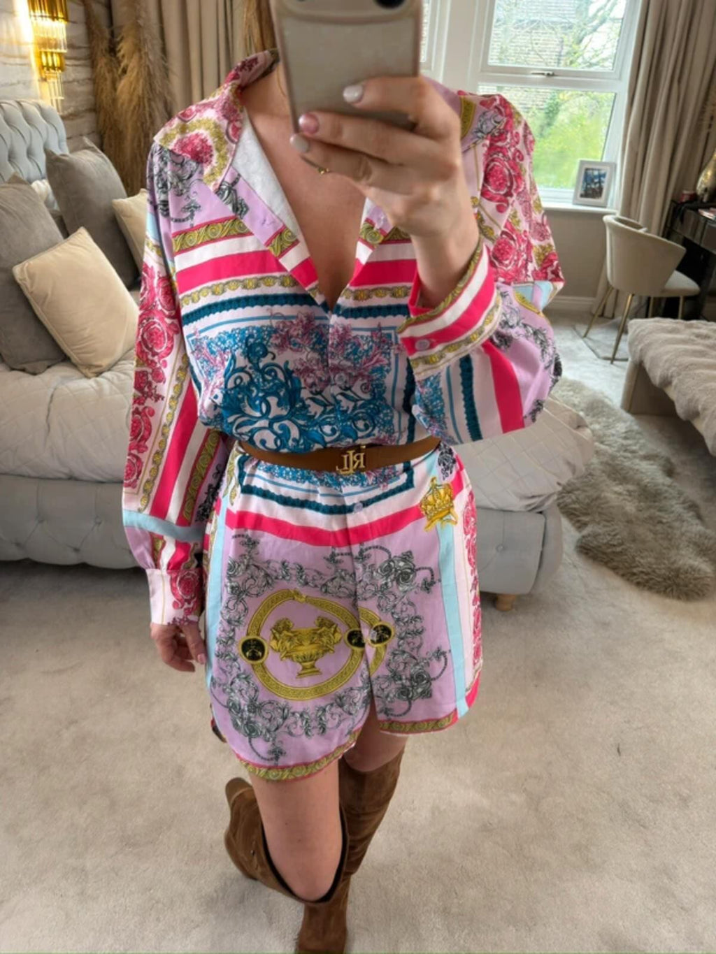 Oversized Multicoloured Longline Shirt Dress One Size