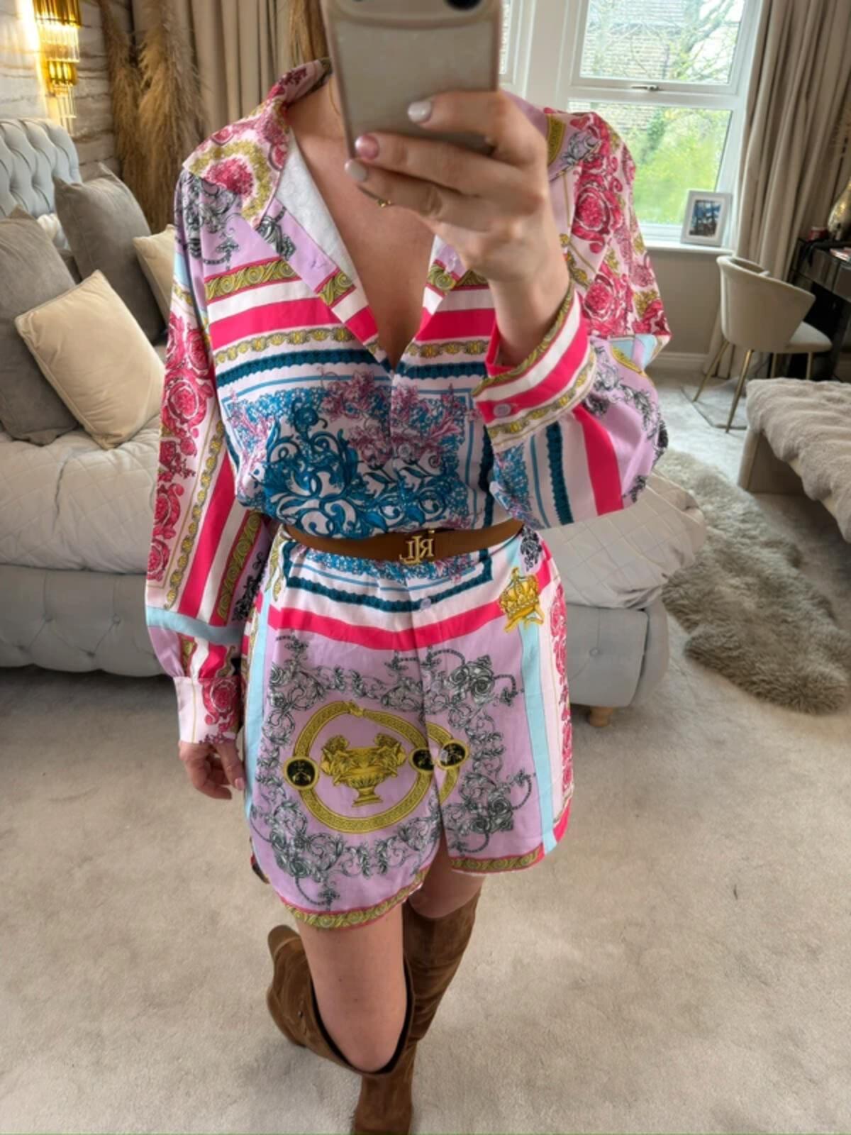 Oversized Multicoloured Longline Shirt Dress One Size