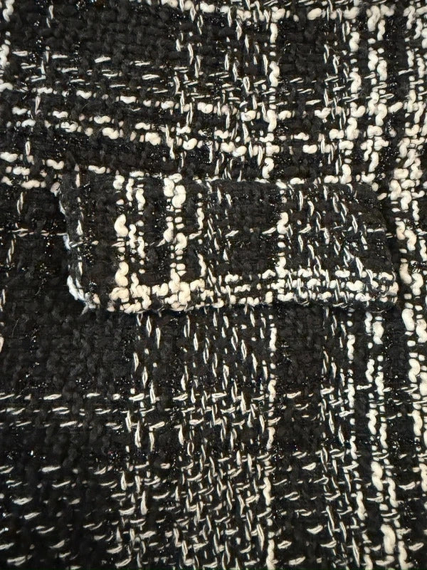 Warehouse Black & White Metallic Tweed Mini Skirt 12