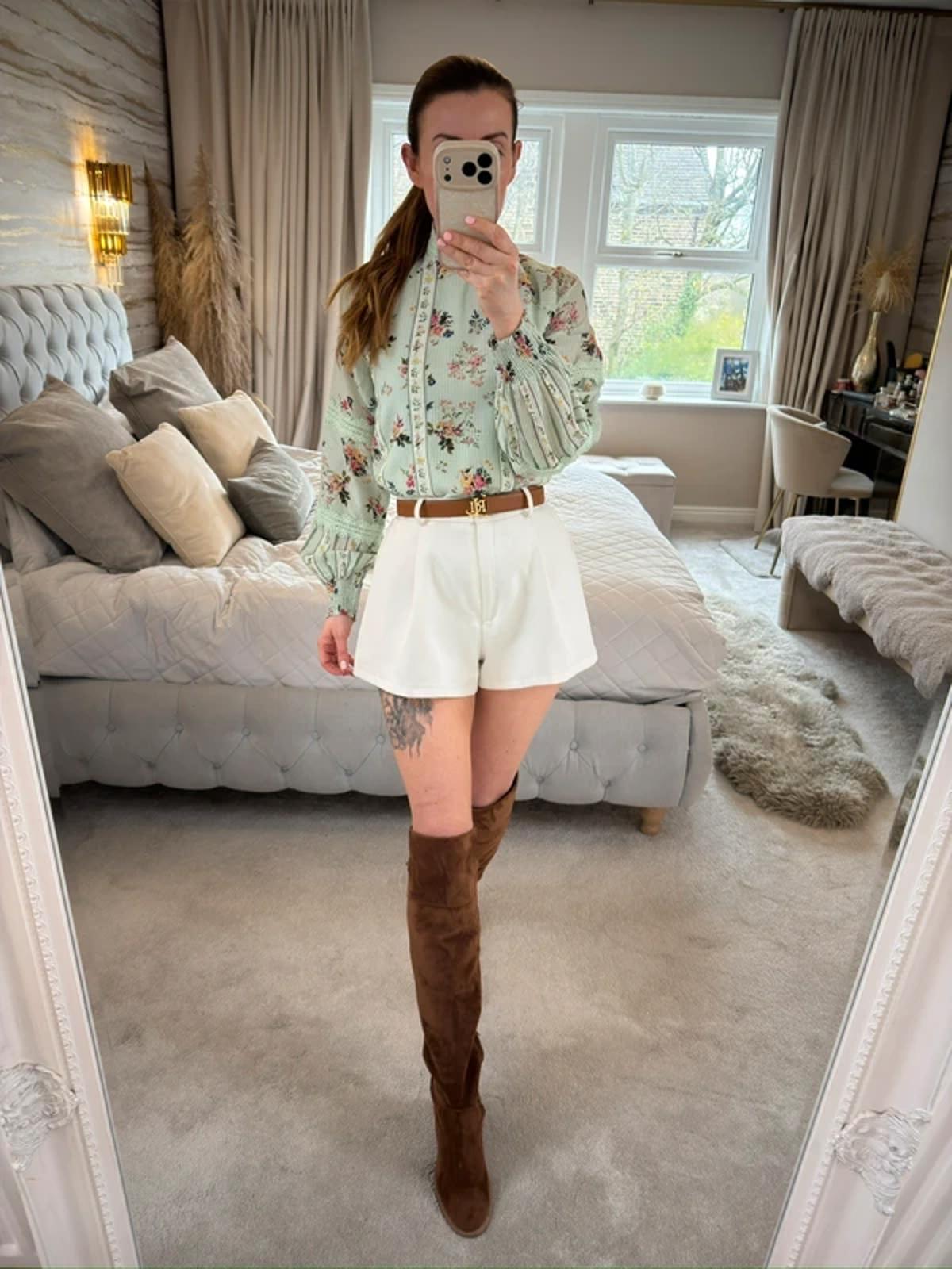 Hermant & Nandita Mint Green Floral Lace Blouse XS