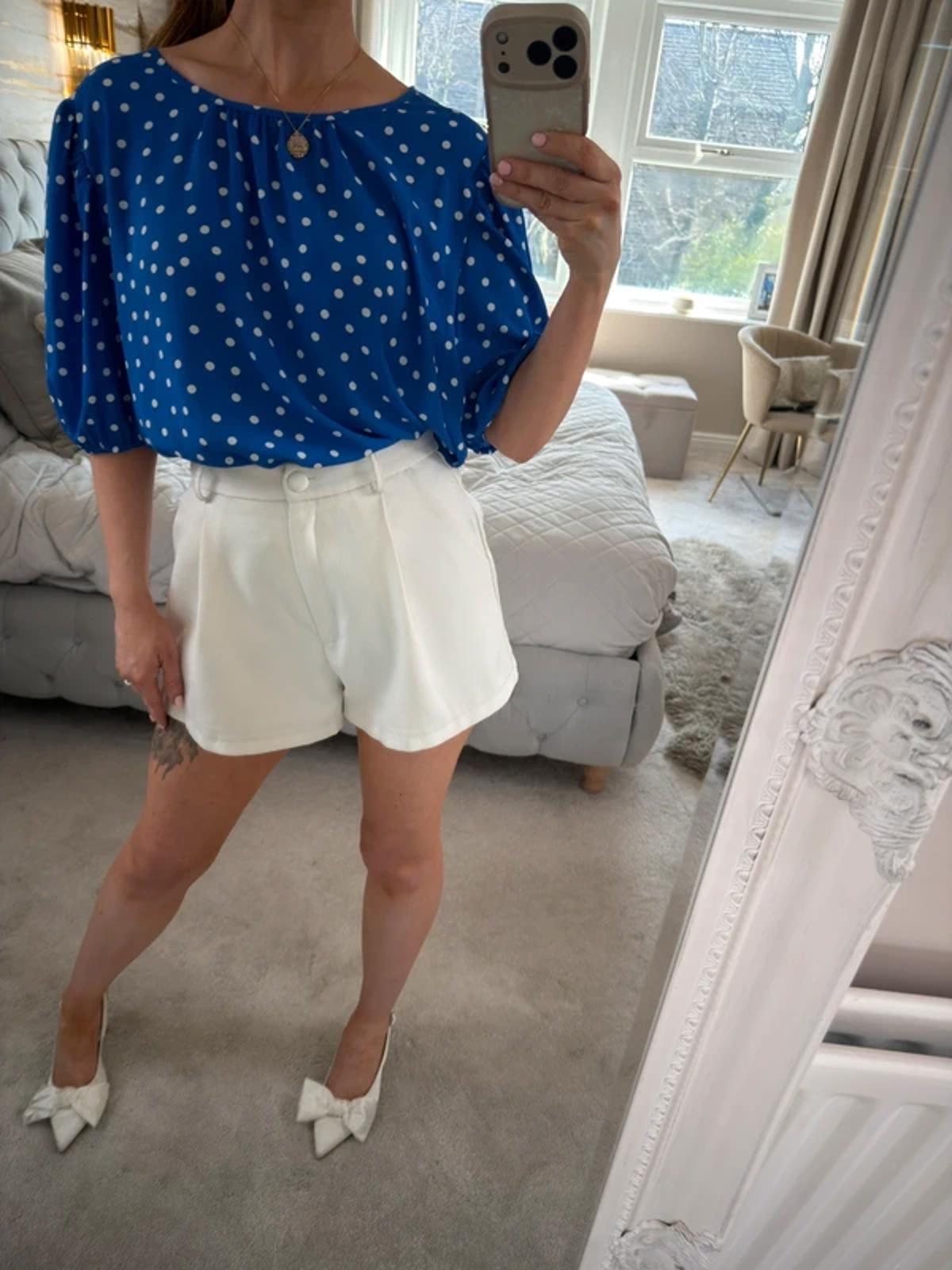 M&S Blue & White Polka Dot Blouse 18